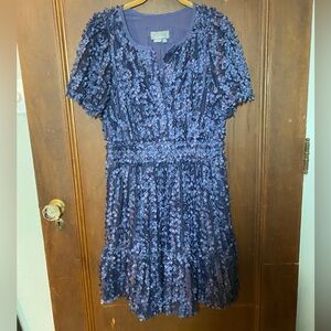 Anthropologie Blue Textured Mini Dress